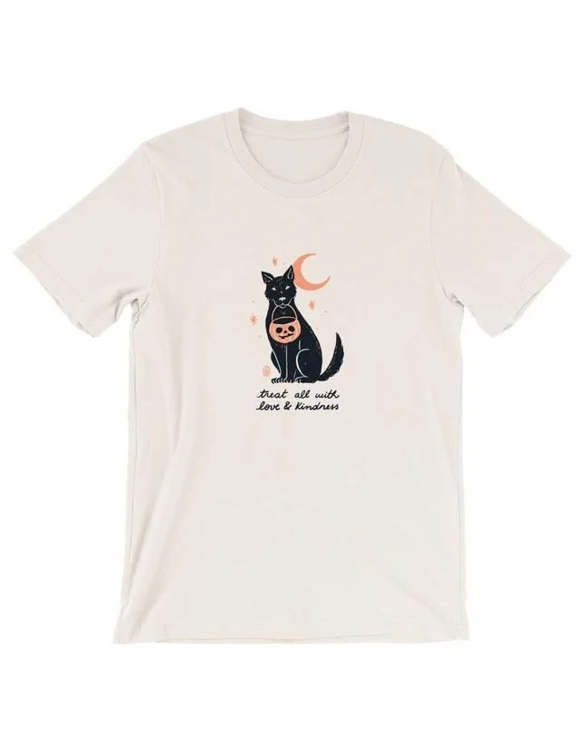 

Starqueen-JBH 1pcs Colored TREAT Cat T-Shirt Funny 100% Cotton Graphic Unisex Hipster Women Casual Fashion Tshirt Top Tee