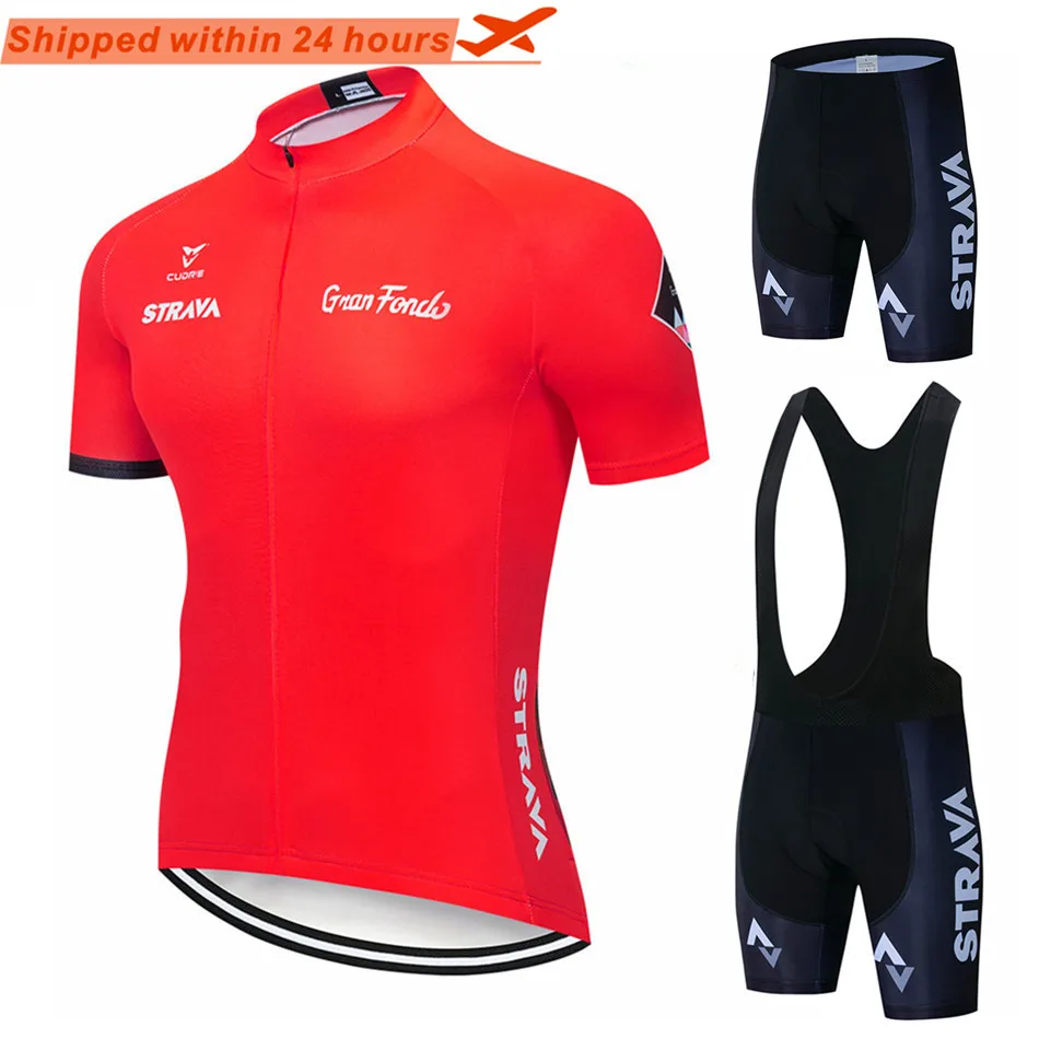 Мужской комплект одежды для велоспорта STRAVA Красная Трикотажная футболка 19D