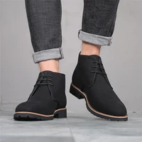 pointed toe suede ankle boots big size 48 men lace up boots brown blue black men shoes fashion new casual shoes for mens boots
