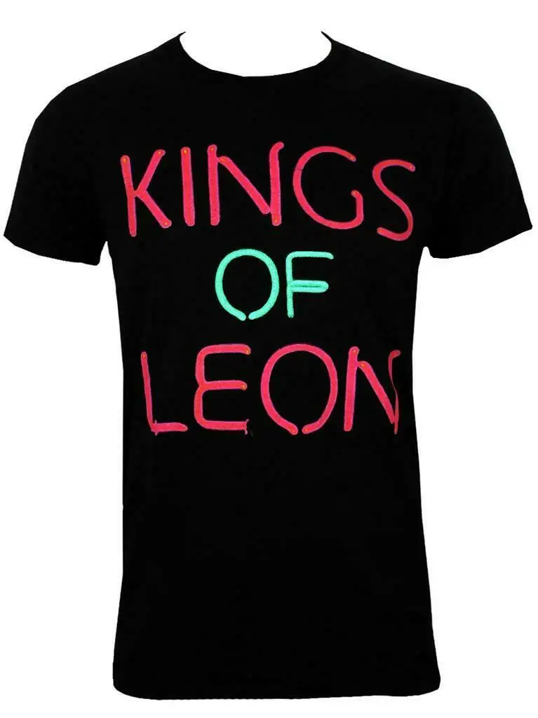 

OFFICIAL LICENSED - KINGS OF LEON - NEON LOGO T SHIRT ROCK Basic Tops