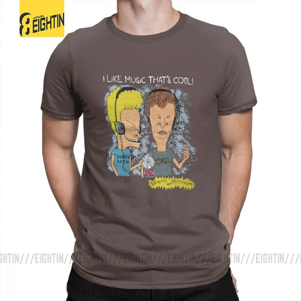 Beavis And Butthead футболки из хлопка с коротким рукавом футболки Awesome MensT модные футболки с круглым вырезом Большие размеры забавные - Цвет: Коричневый