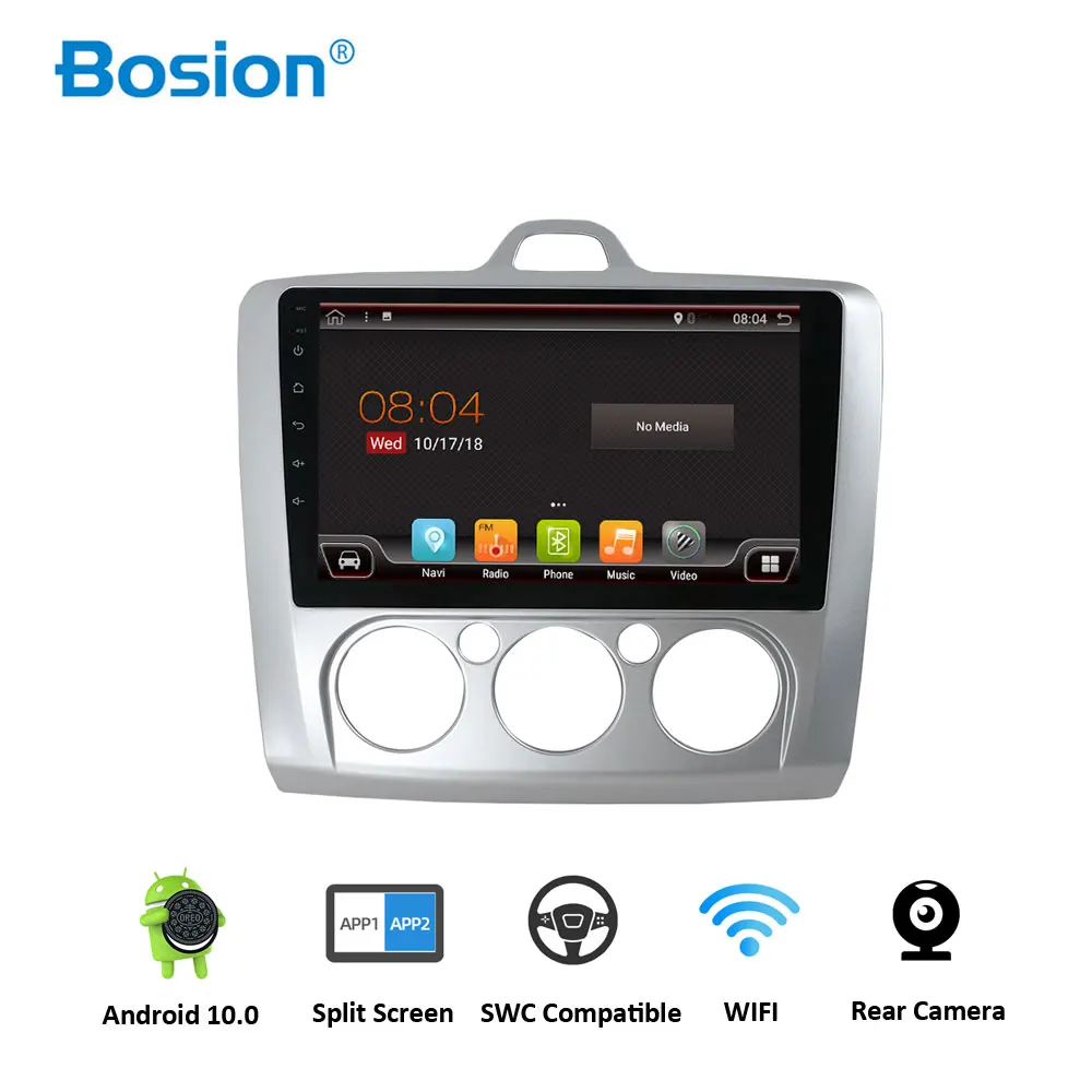 Bosion Android 10 Автомобильный мультимедийный 2din видео плеер навигация gps для ford focus 2 3