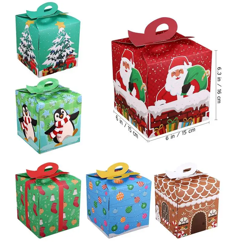

24pcs Christmas Gift Boxes Festive Xmas Goodie Paper Boxes Candy Treat Cardboard Cookie Boxes for Christmas Holiday Festival