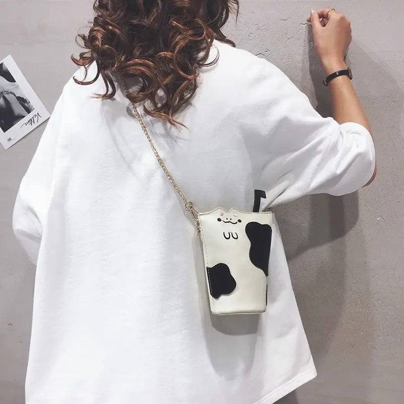

Модная женская сумка-мессенджер INS из искусственной кожи с коровьим узором в стиле пэчворк, повседневная женская маленькая сумочка на молни...