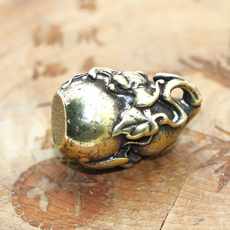 Античная твердая латунная тыква фигурки ретро медное животное чай домашнее