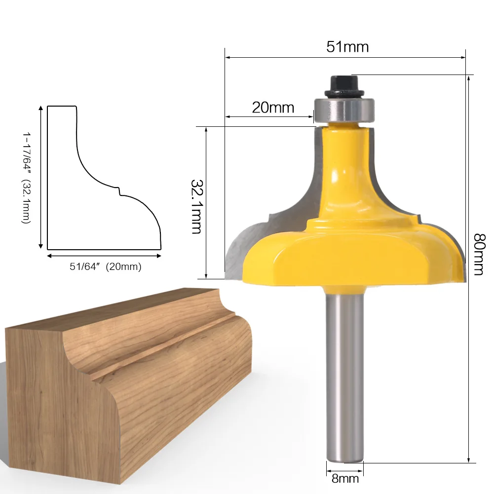 Набор фрез для работ по дереву комплект из 3 насадок 8 мм с хвостовиком|Фреза| |