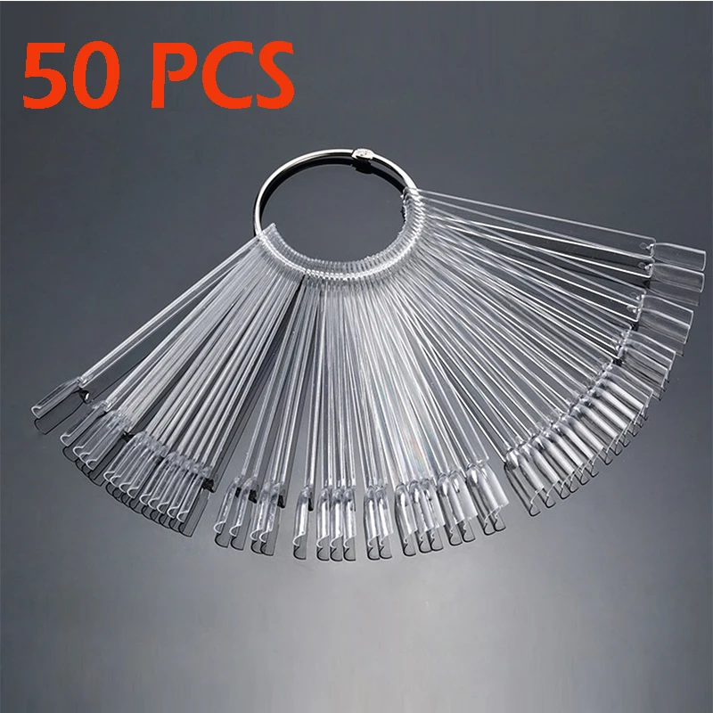 50PCS-Transparent 12 В/24 В/32/50 шт. палочки накладные ногти пластина лак для ногтей Цвет пластина демонстрационная доска начинающих практиковать Sketchpad Дисплей стенд - Цвет: 50PCS-Transparent