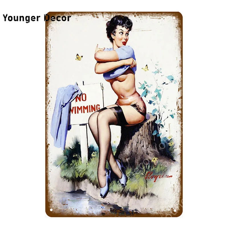Привлекательные Женские винтажные металлические знаки металлический постер