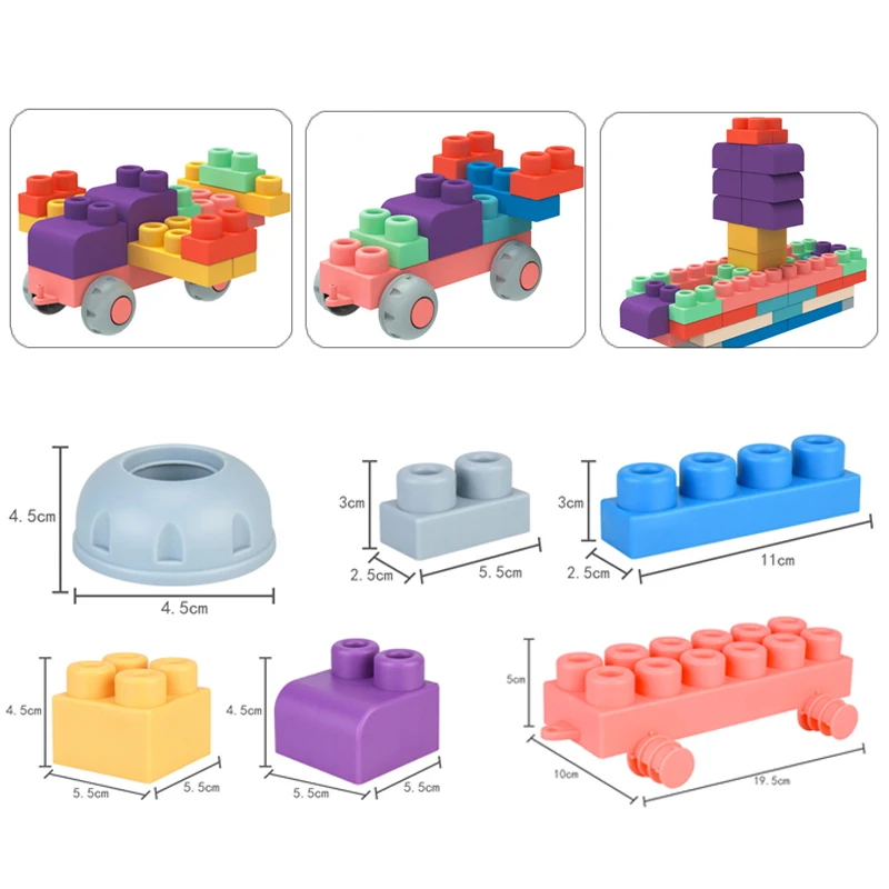 

Baby Grasp Toy Building Blocks soft rubber Bath Toys bite high temperature boiled gutta soft Early Educational toy