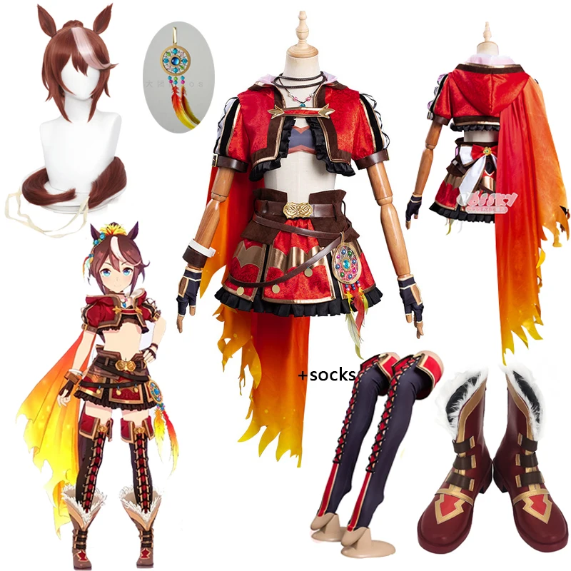 

Umamusume: красивый костюм для косплея из аниме: Дерби Токай Тио, костюм для Хэллоуина, наряд для женской вечеринки, искусственный парик