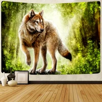 wolf mandala psychedelic posters tapestry banners flags wall art wall hanging boho decor macrame hippie witchcraft tapestries