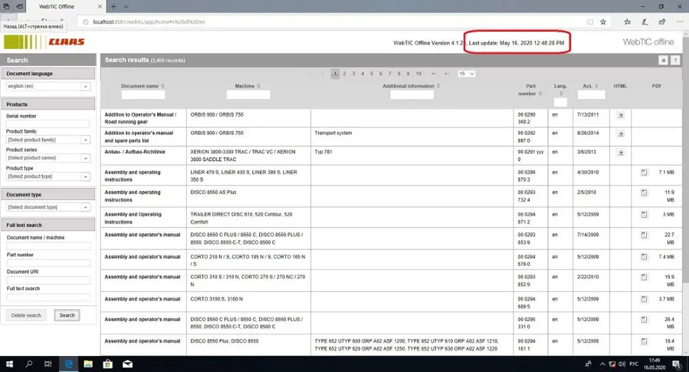 WebTIC технический информационный центр для Claas [06 2021] на нескольких языках|keygen|keygen