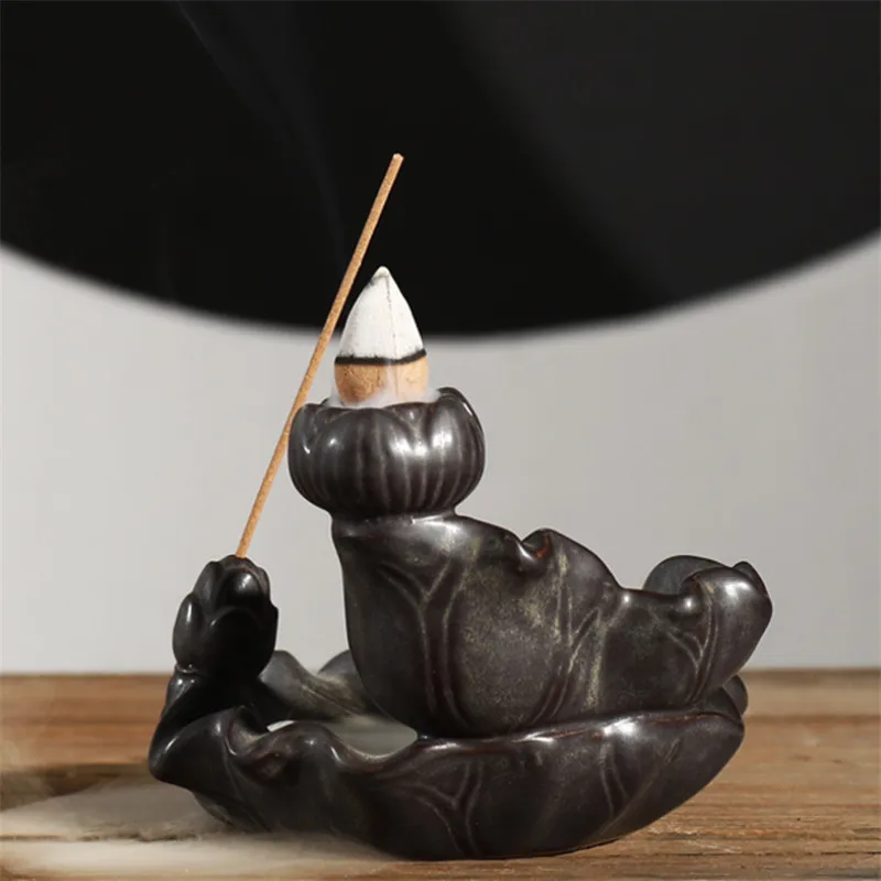 Керамическая курильница в виде лотоса для пруда и рыбы подставка благовоний