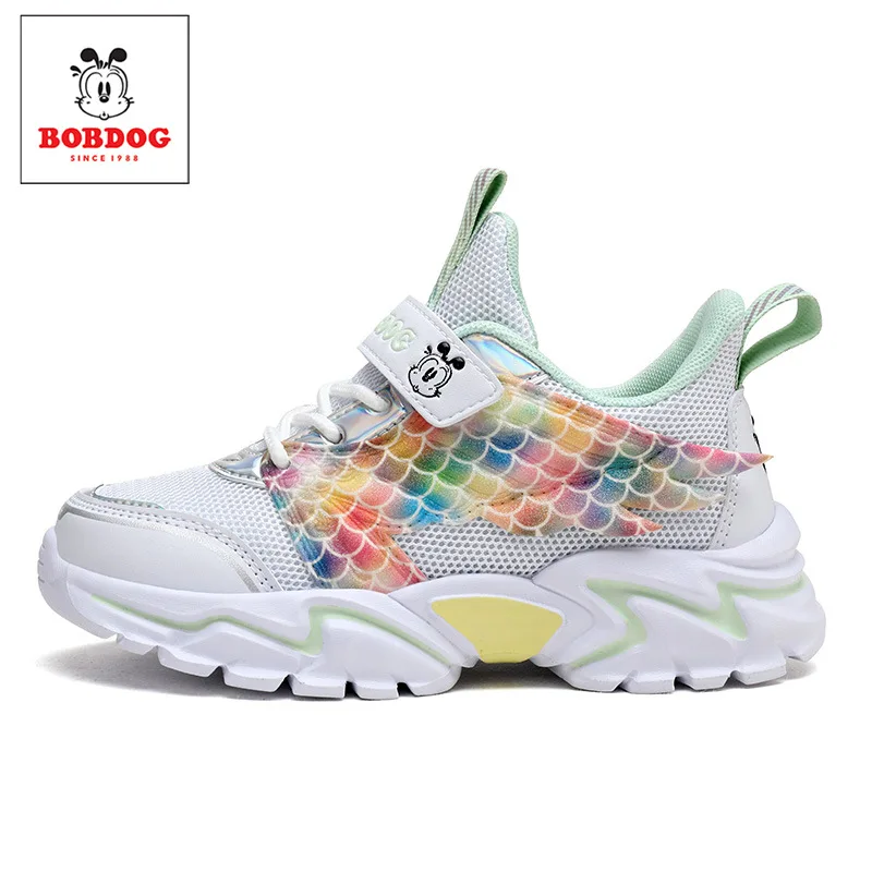 

Bobdog Boys Spring/Summer 2021 New Children's Big Kids Breathable Non-slip Mesh Comfortable Soft Sole Trendy Sports Shoes