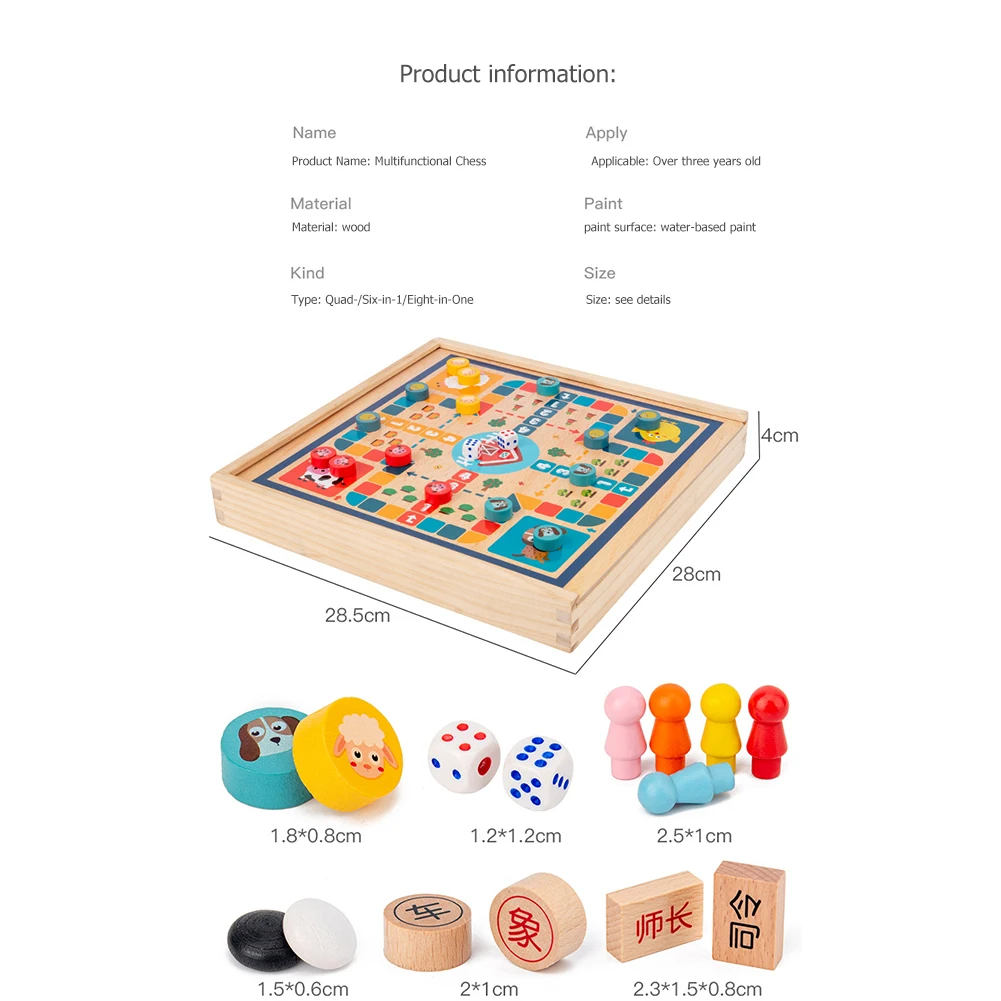 Детские Многофункциональные настольные шахматы деревянные летающие шашки