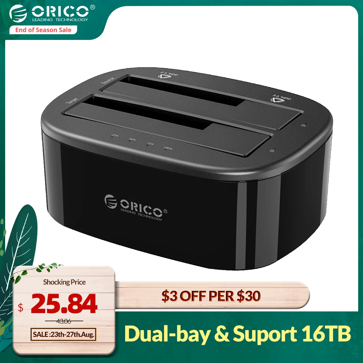 Док станция ORICO для двух жестких дисков 2 5/3 5 &quotHDD SSD SATA к USB 3 0 HDD док с адаптером