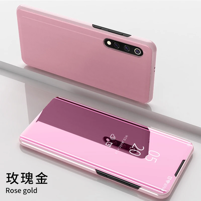 Флип-чехол с зеркалом для Xiaomi mi 9 Lite mi 8 SE 9T CC9e защитный чехол для телефона книжный Жесткий Чехол для Xiaomi mi A1 A2 A3 Lite чехол - Цвет: Rose Gold