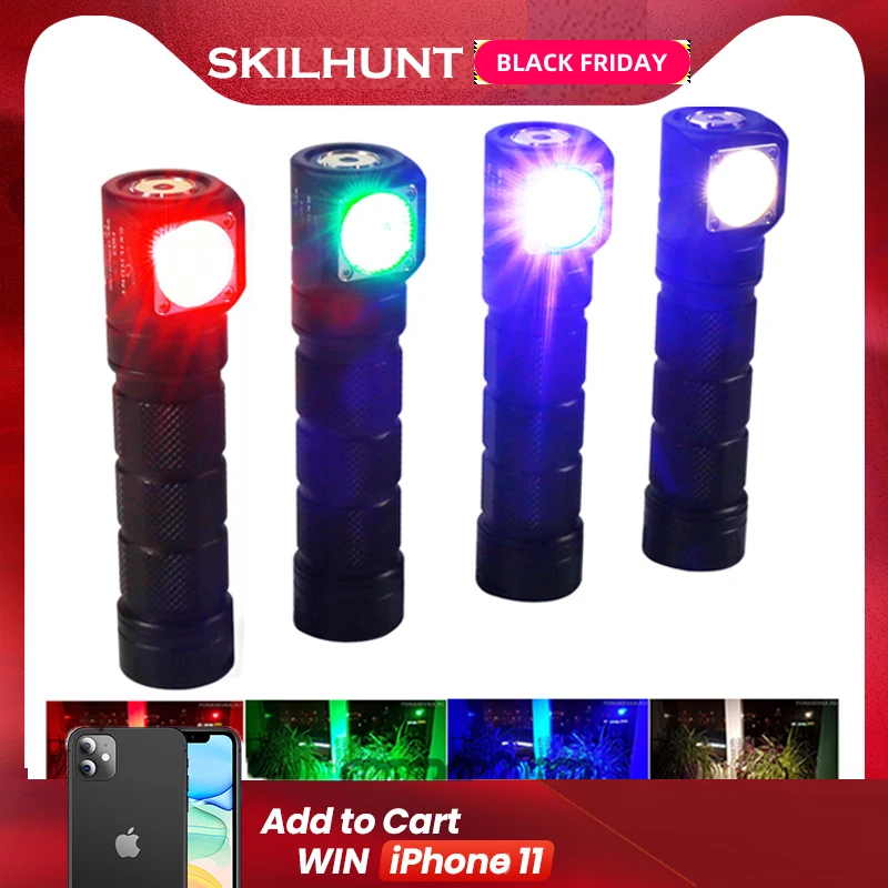 Skilhunt H03C RC красный/зеленый/синий/белый многоцветный светодиодный налобный фонарь