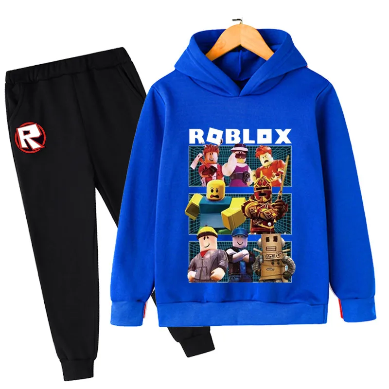 

Spring Autumn New Arrival 4-14T Unisex Casual Cotton Cartoon Game Robloxing Print Boys And Girls Hoodie Suit Kids Clothing Set