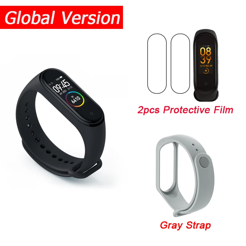Global Add Gray Xiaomi mi-браслет 4 Smart mi Band 4 0,9" AMOLED экран водонепроницаемый пульсометр фитнес 135 мАч 20 Bluetooth 5,0 50 атм - Цвет: Global Add Gray