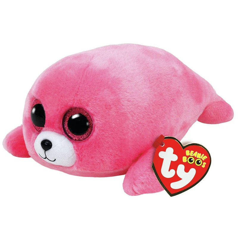 

15 см Ty Beanie Pierre Glitter Big Eyes Pink Seal, коллекционная милая плюшевая фотокукла, подарок на день рождения для ребенка