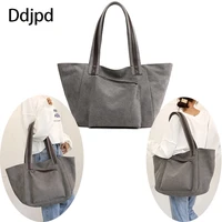 ddjpd fashion design canvas shoulder bag large capacity womens bag casual tote bag simple canvas shopping bag