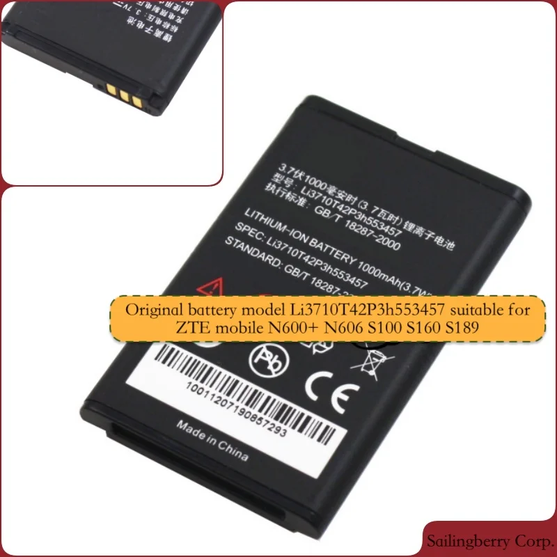Оригинальный аккумулятор подходит для zte mobile N600 + N606 S100 S160 S189 с батареей модели
