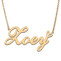 love heart zoey name necklace for women stainless steel gold silver nameplate pendant femme mother child girls gift