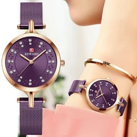 fashion women quartz watch waterproof elegant dress watches purple steel mesh belt bracelet wristwatches women clock reloj mujer