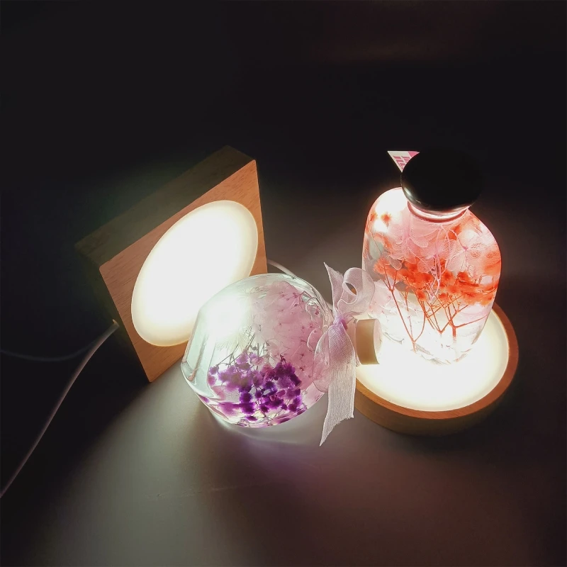 

Handmade Wooden LED Night Light Dispaly Base 3D Crystal Glass Resin Art Ornaments Stand Crafts Holder Rack