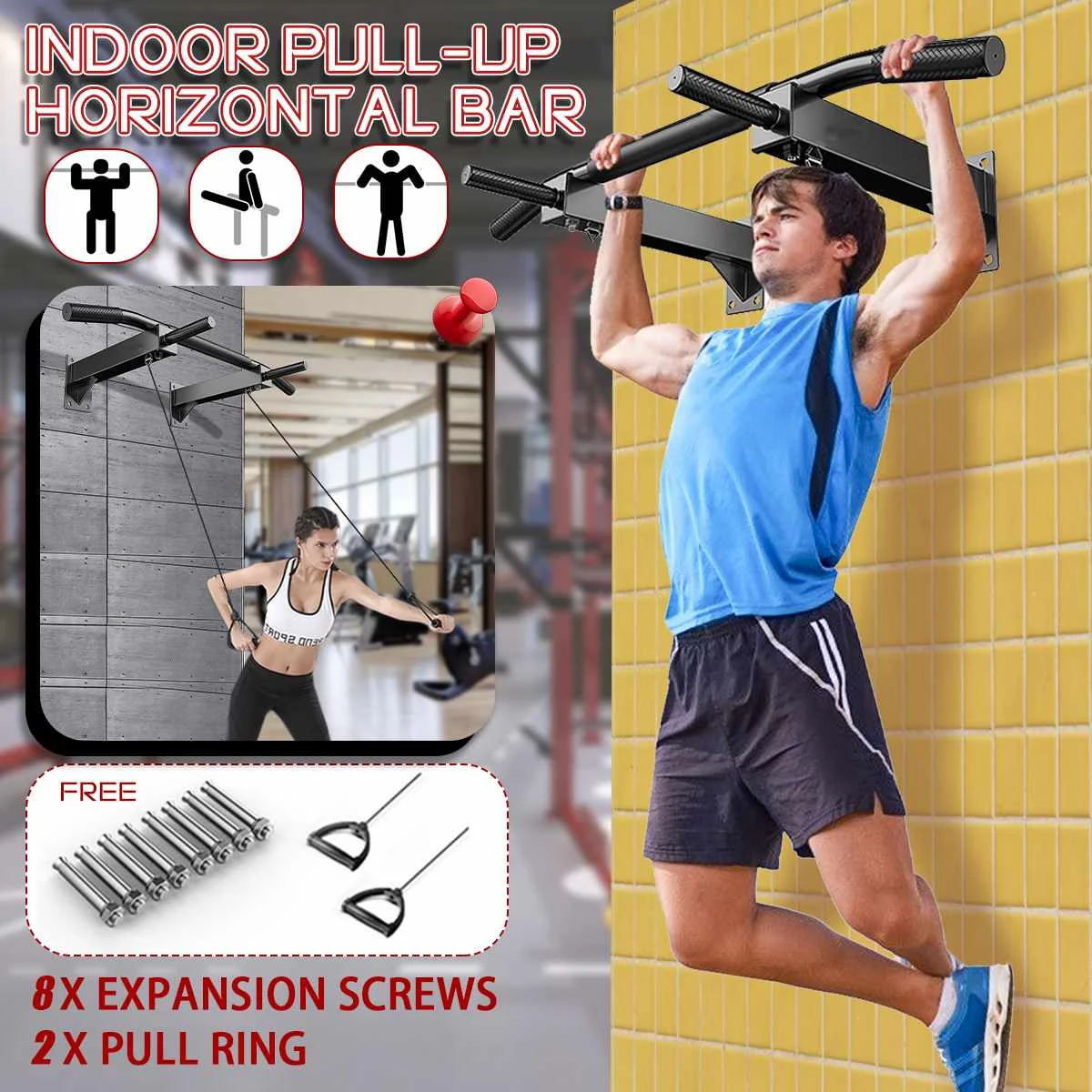 

Door Wall Horizontal Bars Resistance Ban Steel Home Gym Workout Chin Push Pull Up Training Bar Sport Fitness Fitness Equipment