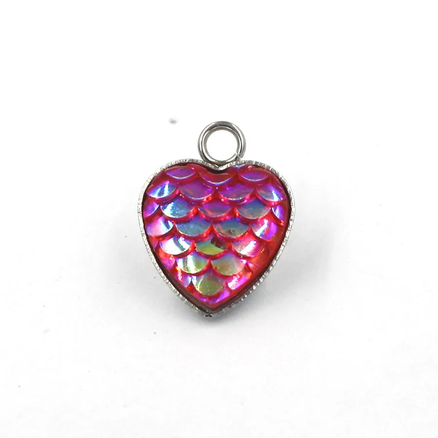 

10Pcs Heart Pendant 12MM Stainless Steel DIY Handmade Fish Scale Decoration Creative Necklace Jewelry Accessories Pendants