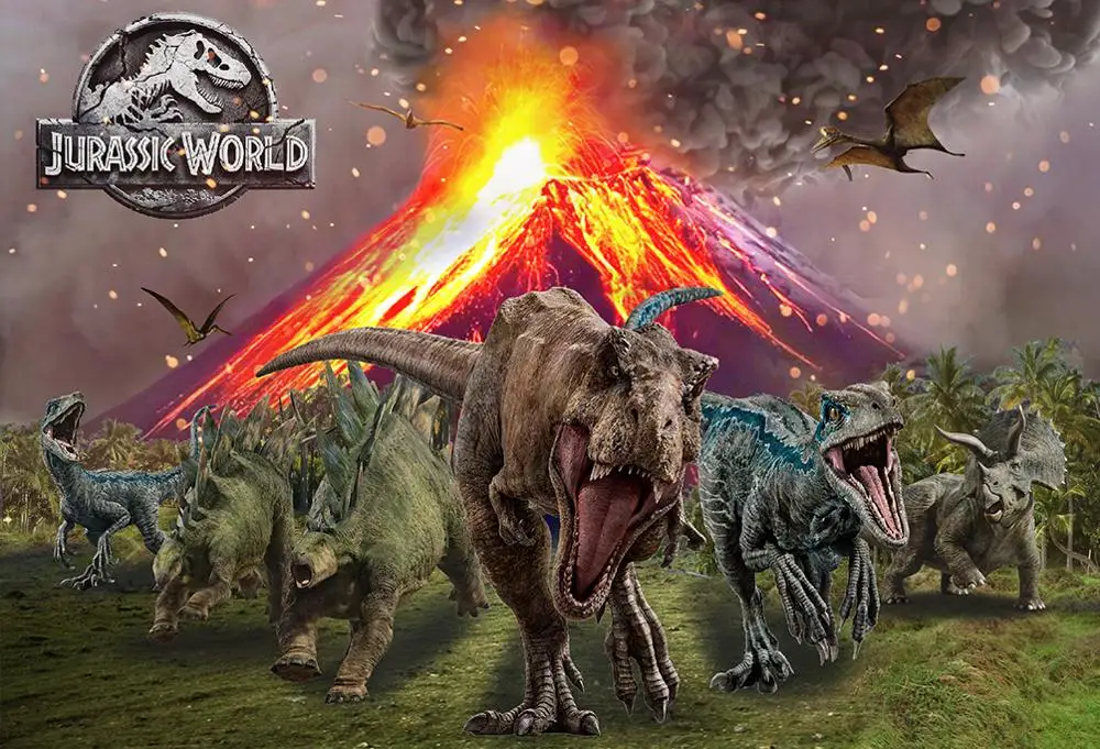 

Volcano Eruption Jurassic World Dinosaur birthday party photo background photography backdrops quality vinyl