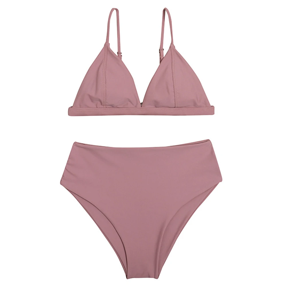

Sexy Soft Swimsuit Bikini 2021 Solid Color High Waist Two- Pieces Set Novelty Fashion Casual Bikinis Women Hot Sale Clothing