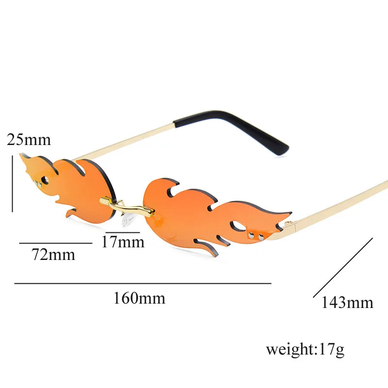 

2020 New Trendy Fire Flame Sunglasses Women Vintage Small Narrow Rimless Cat Eye Sun Glasses Luxury Brand Gradient Mirror Shades