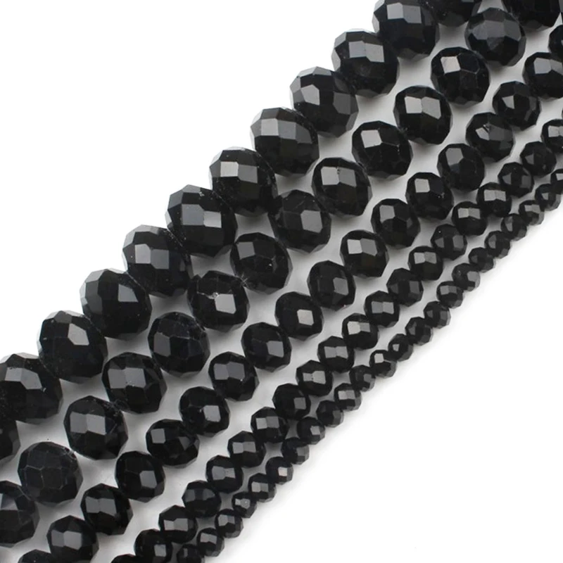 Граненые черные Австрийские стеклянные Хрустальные Бусины Свободные Круглые