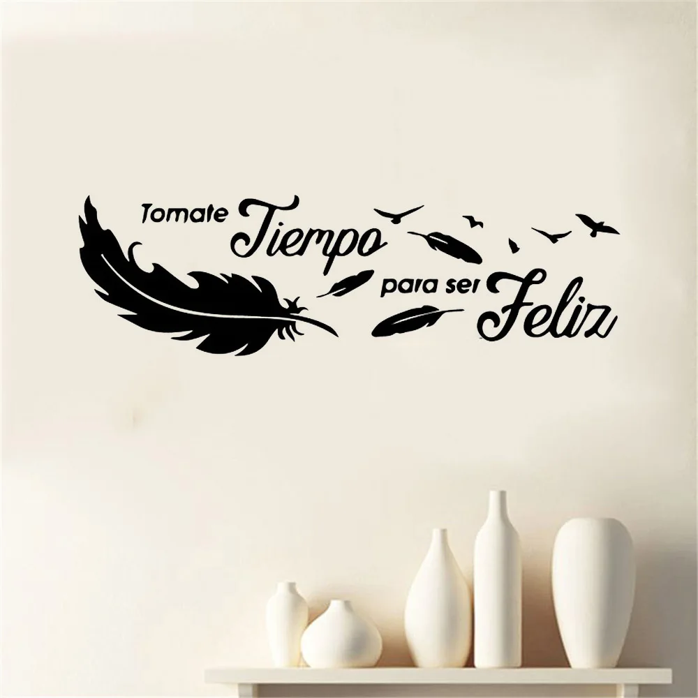 Настенные Стикеры с перьями испанские фразы виниловые настенные художественные