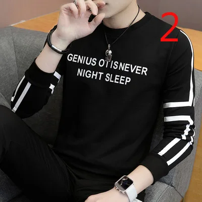 

Men's Mercerized Cotton Long Sleeve T-Shirt Autumn Top New Round Neck Solid Color