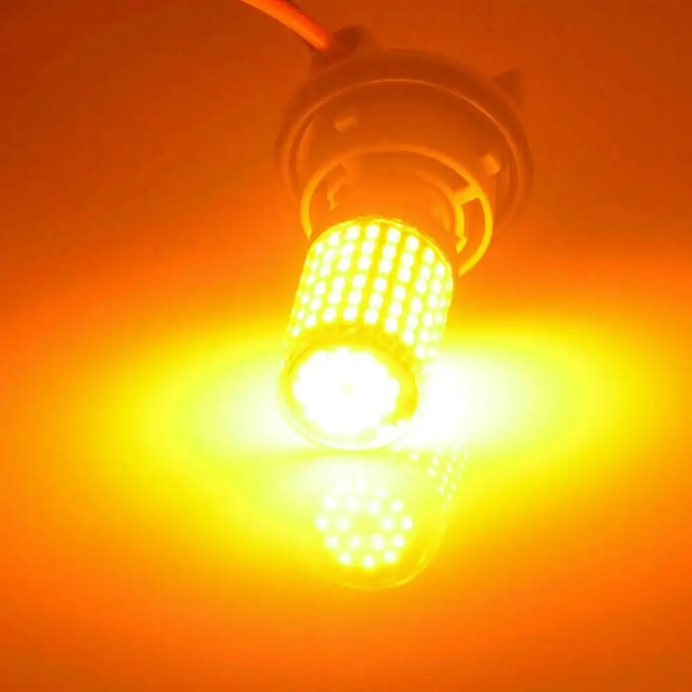 

2PCS Set Chrome 7440 T20 Amber Canbus Error Free LED Lamp Bulb Turn Signal Light Wholesale Quick delivery Dropshipping