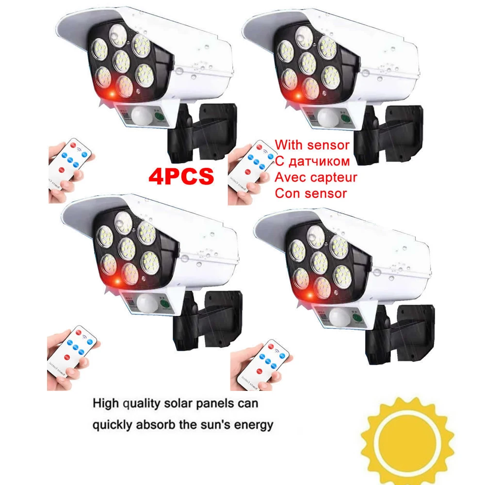 

remote solar fake monitor dummy camera Light Outdoor Lamp with Motion Sensor Street Spotlight SunLight for Garden Decoration 3 m