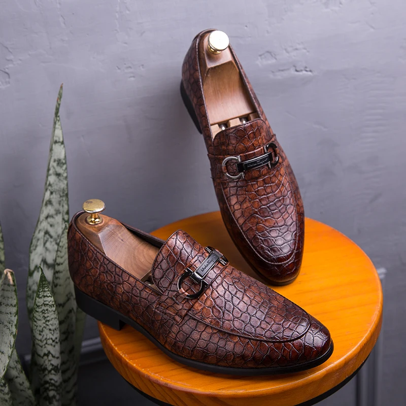 Деловая обувь мужские туфли итальянского дизайнера модельные со змеиным узором