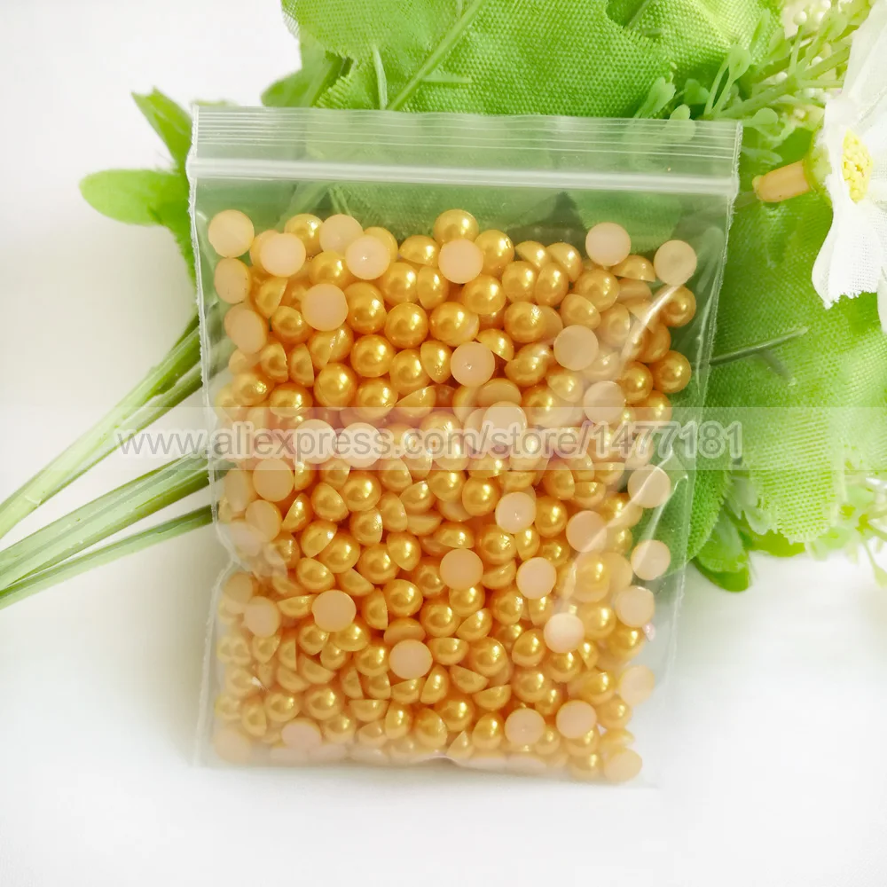 Золотые 5 мм жемчужины полукруглые карты имитация искусственного кабошона