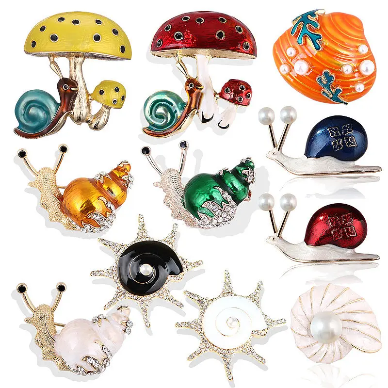 Модные креативные различные милые улитки раковину перламутровая Брошь со