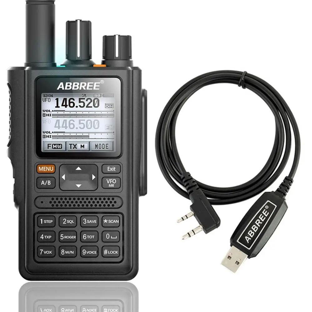 ABBREE AR-F8 gps Высокая мощность рация все полосы(136-520 МГц) Частота/CTCSS обнаружения 1,77 ЖК-дисплей добавить программируемый кабель