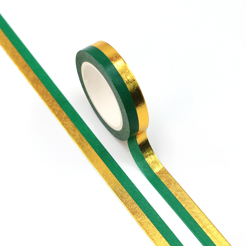

10pcs/Lot 10mm x 10m Gold foil stripes washi tape Sticker Stationery Paper Masking Adhesive Christmas washy tape