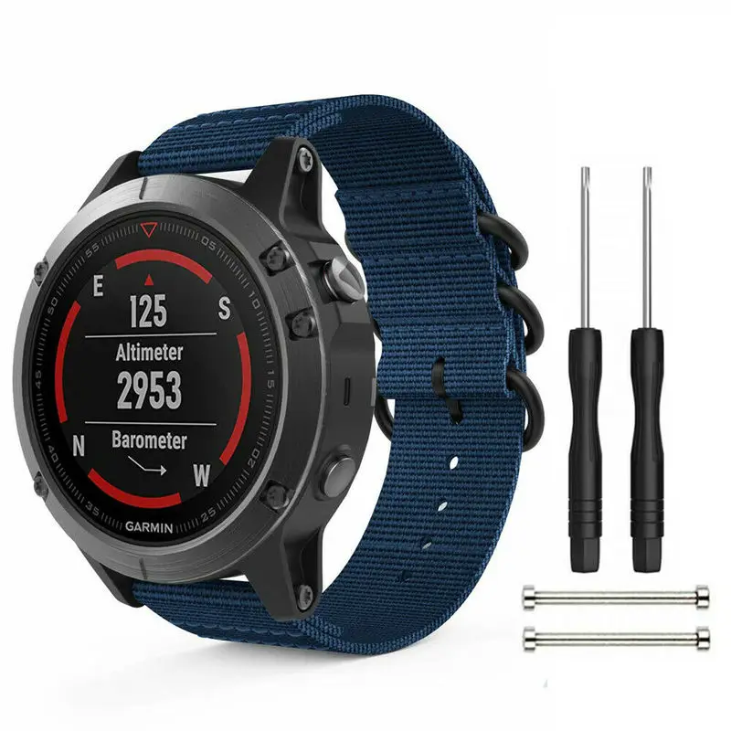 Плетеный нейлоновый ремешок для наручных часов с инструментом Garmin Fenix 5/5 Plus/Forerunner
