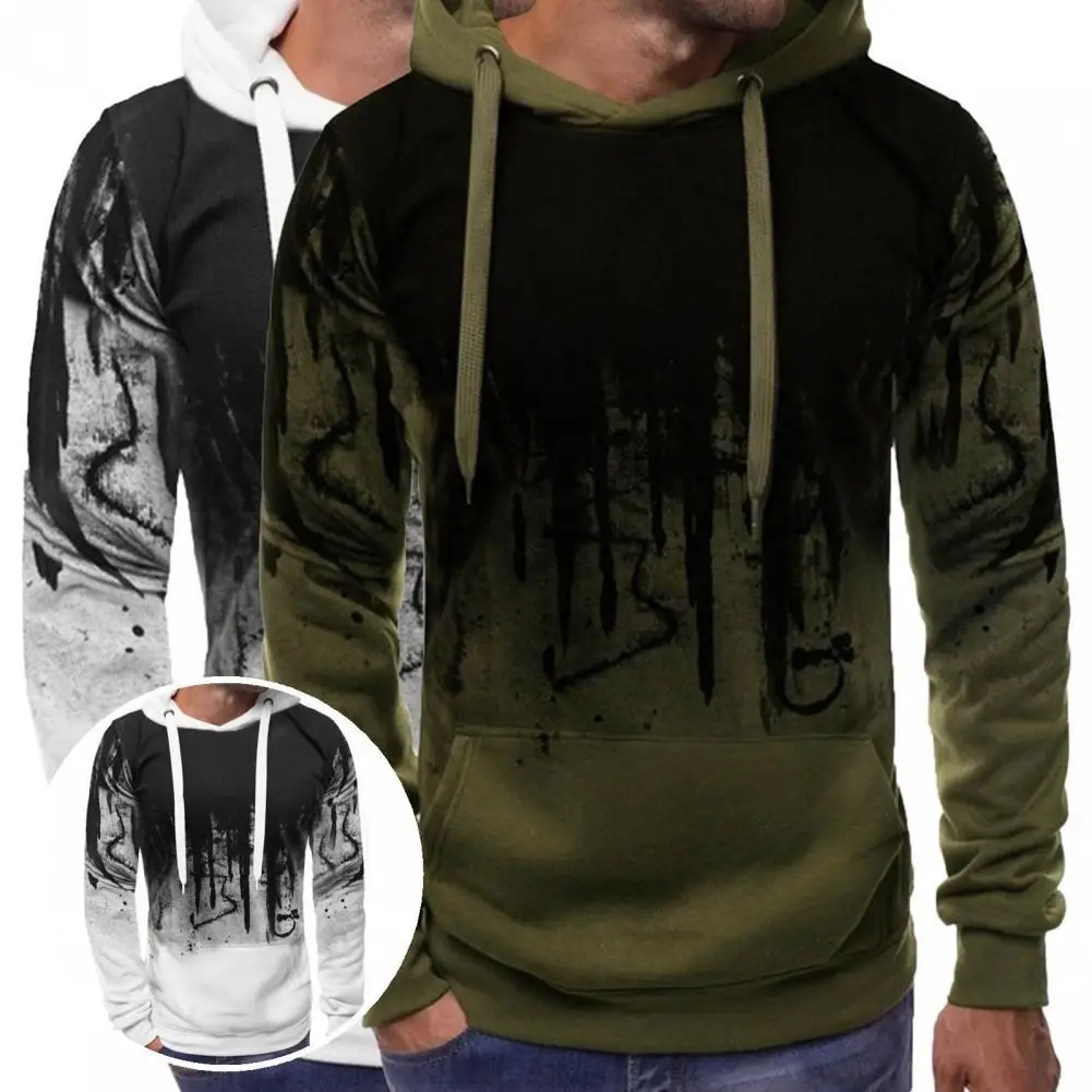 

Handsome Hoodie Outwear Thick Long Sleeve Hooded Elastic Male Pullover Sweatshirt Men Sweatshirt Hoodie Outwear