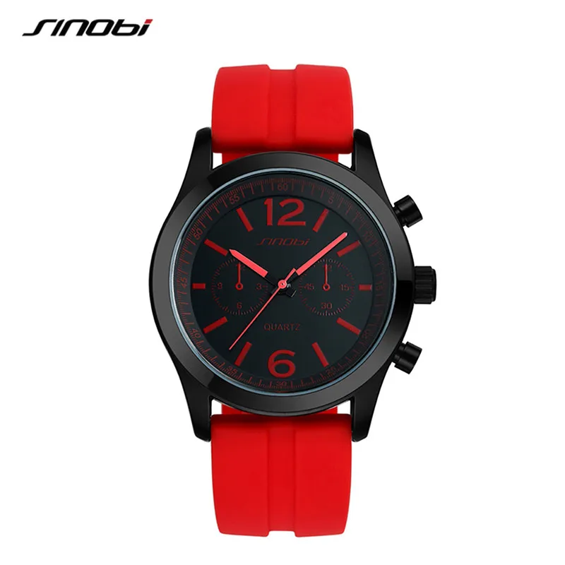 

SINOBI Fashion Hot Sale Sports Women's Wrist Watches Waterproof Silicone Watchband Ladies Geneva Quartz Clock reloj mujer