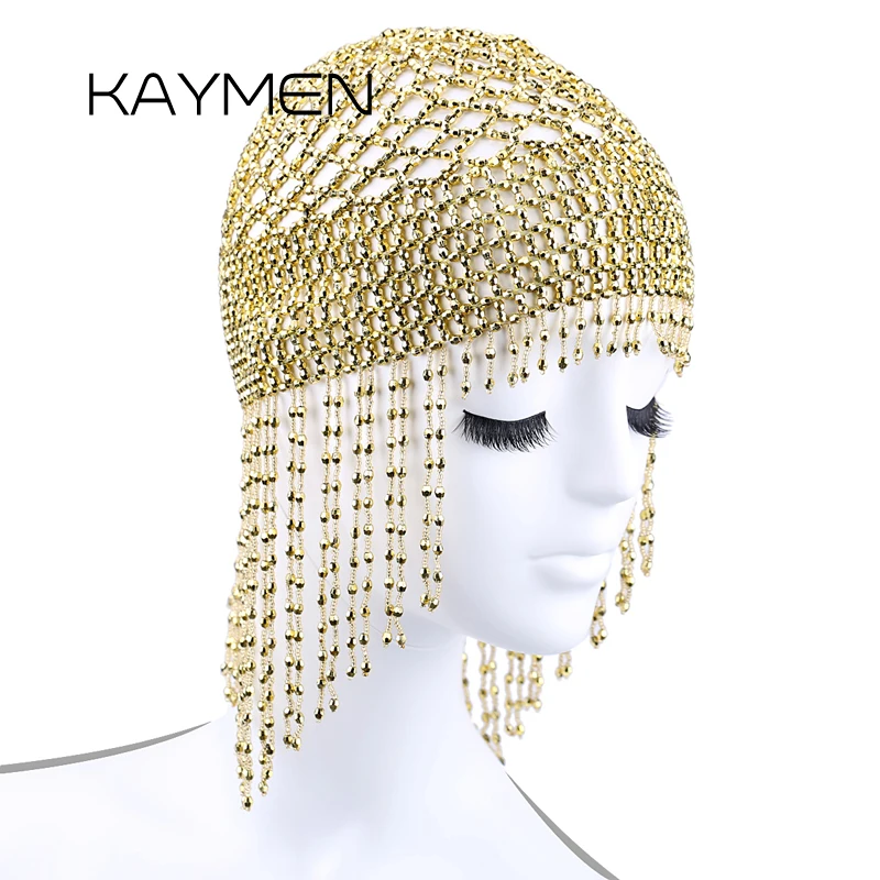 Girls Womens Exotic Cleopatra Beaded Belly Dance Head Cap Hat / Hair Accessory / Headpiece for Party Wedding Showing 1015