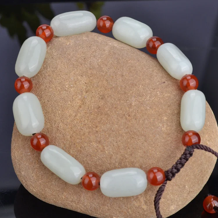 

China Hand Engraving Hetian Jade White Jade Handstring